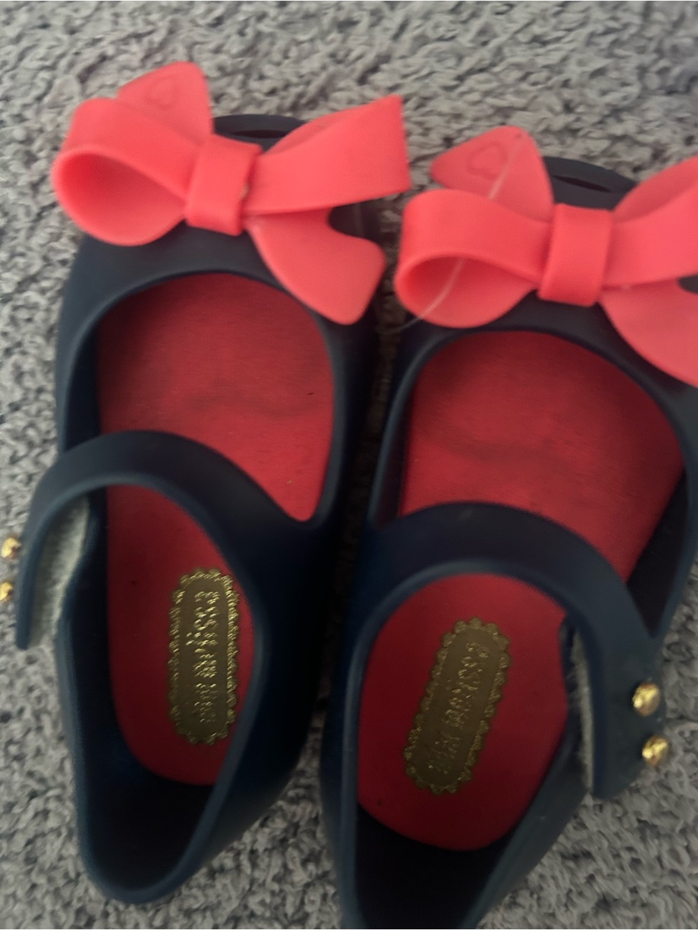 Mini Melissa Navy and Coral Girls Mary Jane Shoes